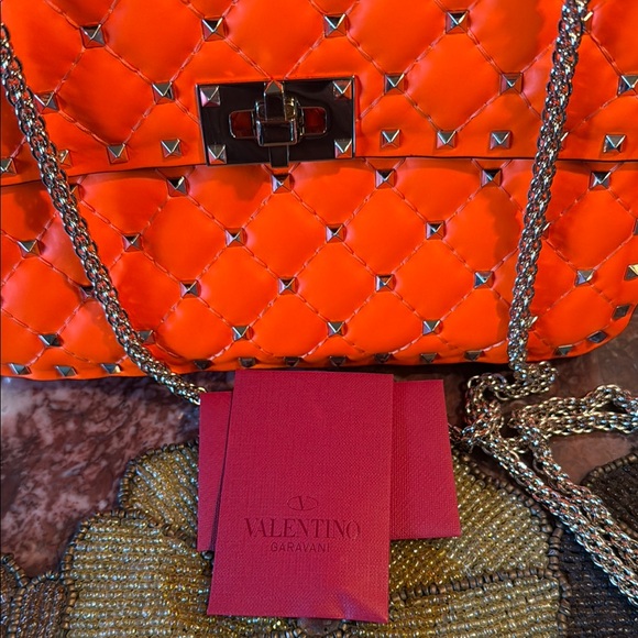 Valentino Neon Orange Rock Stud bag - Picture 3 of 4